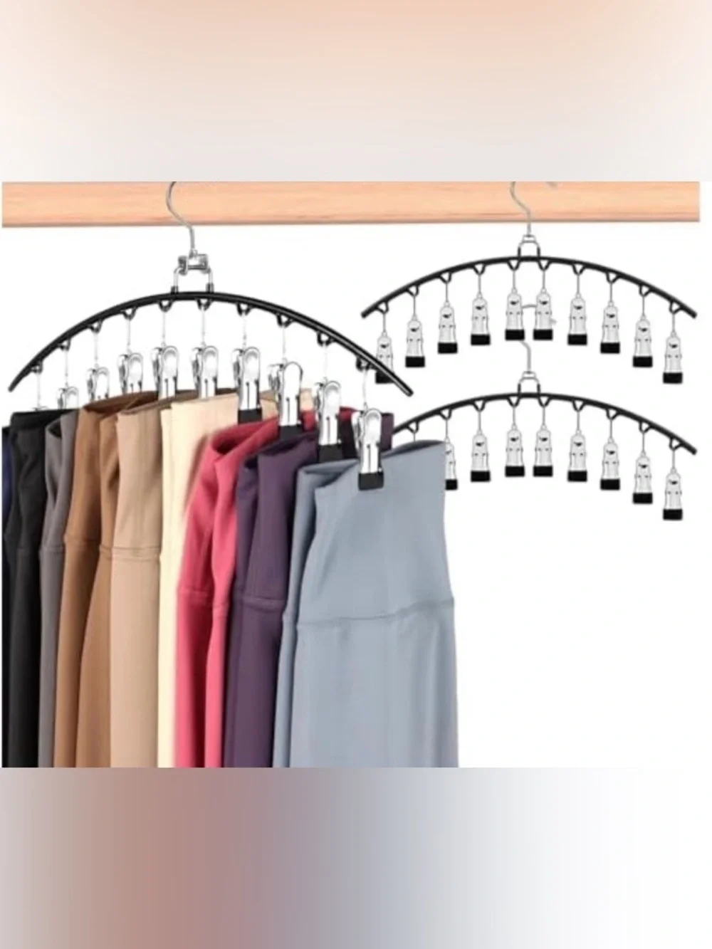 Closet Organizer 3 Hangers With 10 Clips Each For Leggings/Skirts